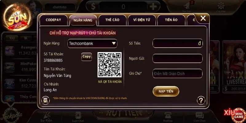 Khai báo một cách trung thực và chuẩn xác các dữ liệu nạp tiền